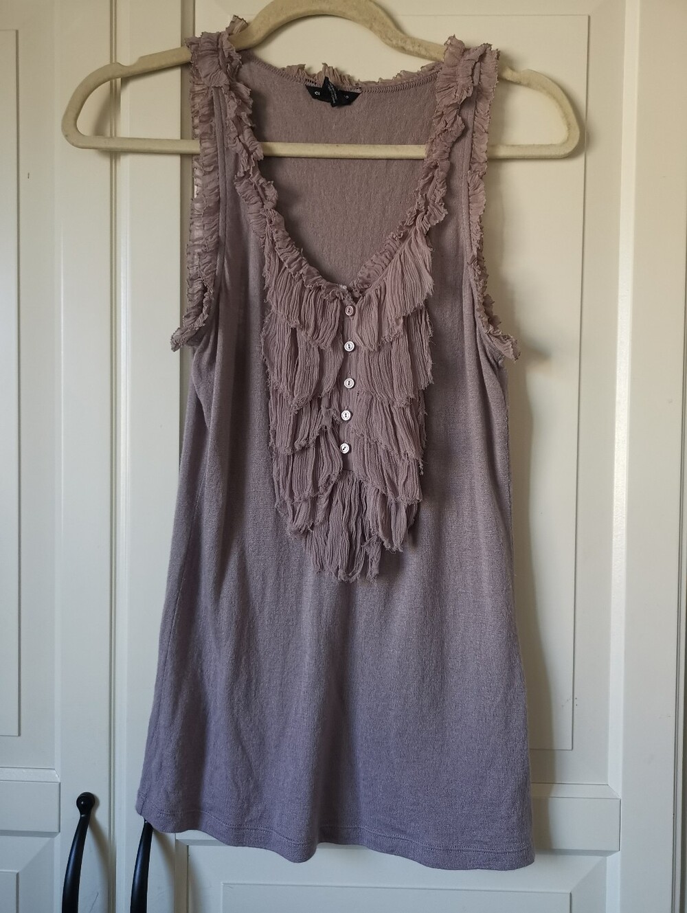 Club Monaco Wool Silk Blend Ruffle Tiered Tank Top S